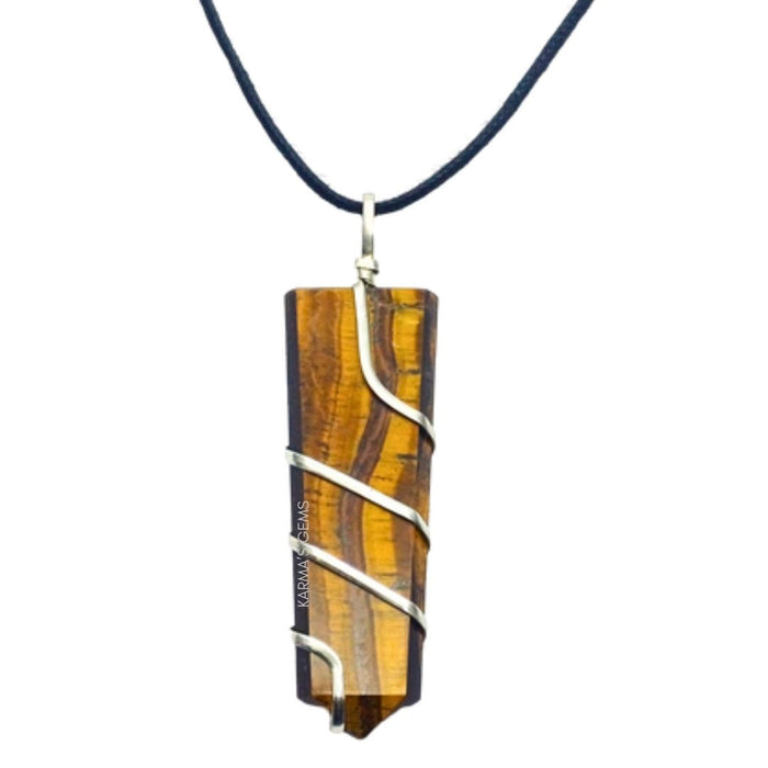 FLAT WRAPPED TIGER EYE PENDANT