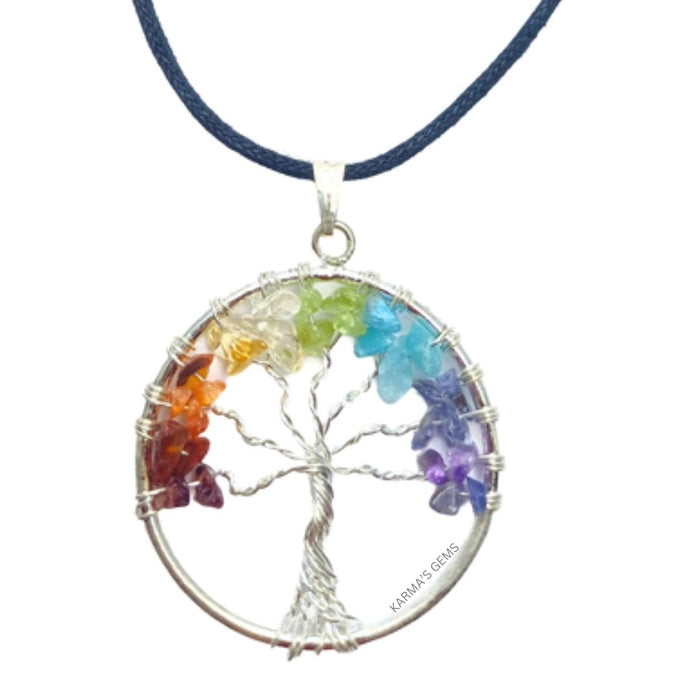 TREE OF LIFE ROUND SHAPE SEVEN CHAKRA PENDANT