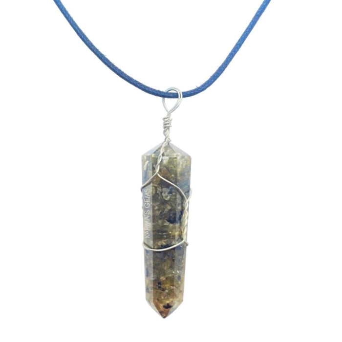 PENDENTIF ENVELOPPÉ EN LABRADORITE À DOUBLE TERMINAISON