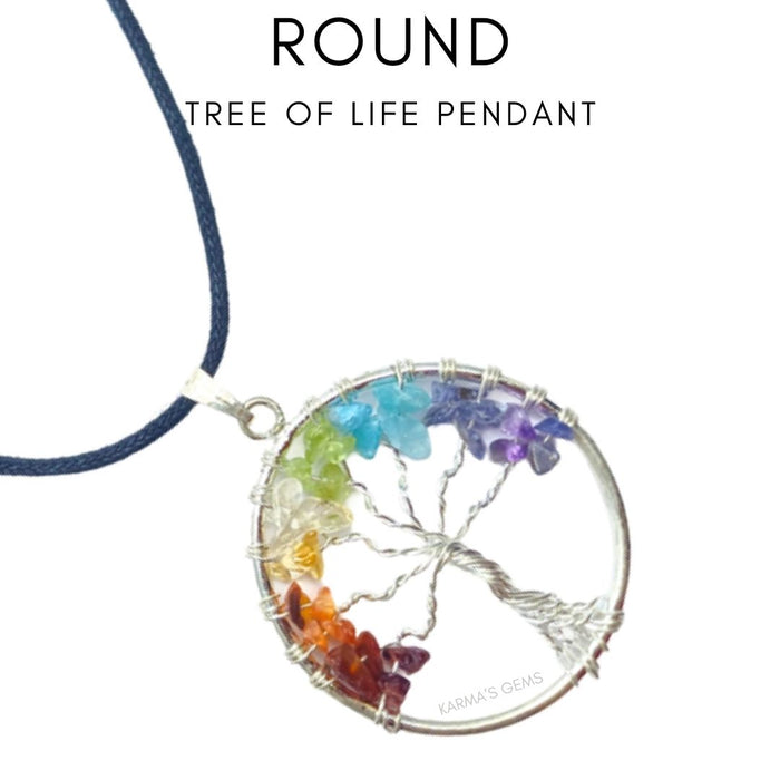 TREE OF LIFE ROUND SHAPE SEVEN CHAKRA PENDANT