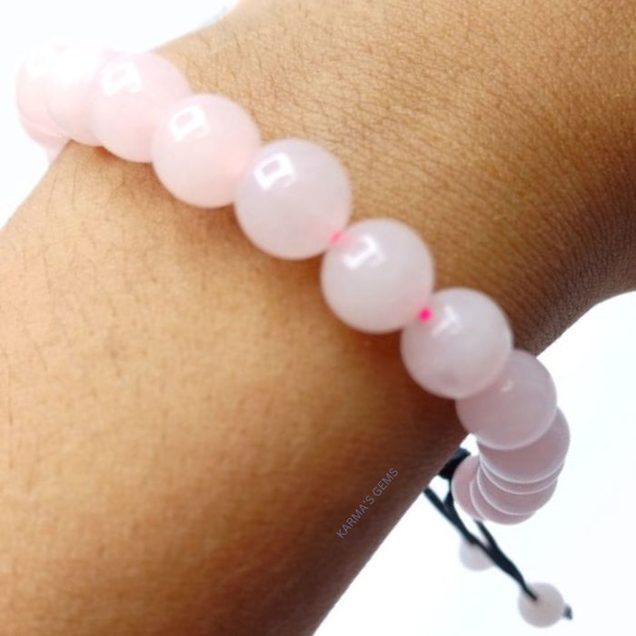 Bracelet en fil de quartz rose avec perles de 8 mm