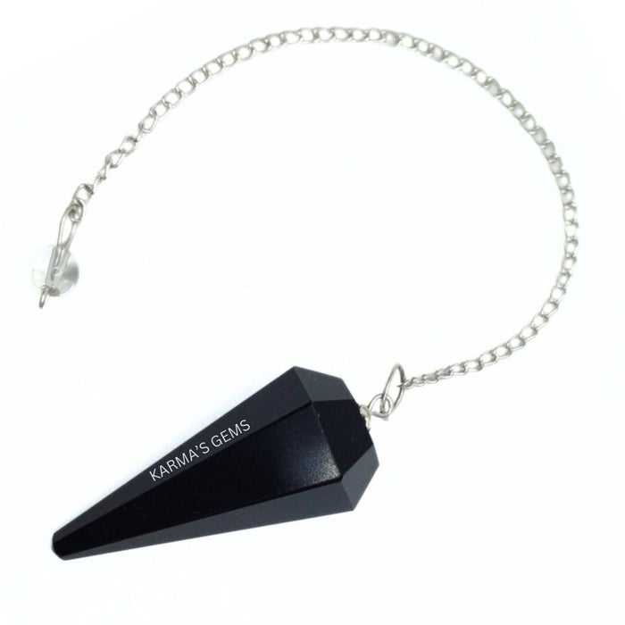PENDULE DE RASTIDISATION EN PIERRE D'OBSIDIENNE NOIRE