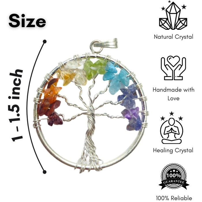 TREE OF LIFE ROUND SHAPE SEVEN CHAKRA PENDANT