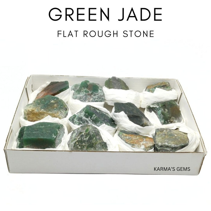 12 Stück flach verpackte grüne Jade-Rohsteine