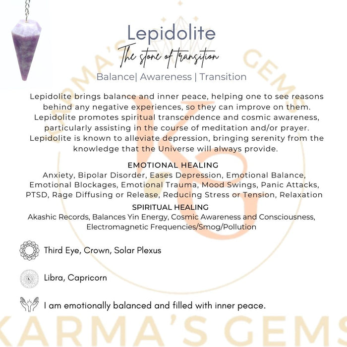 PENDULE DE RASTÉSIE EN PIERRE DE LÉPIDOLITE
