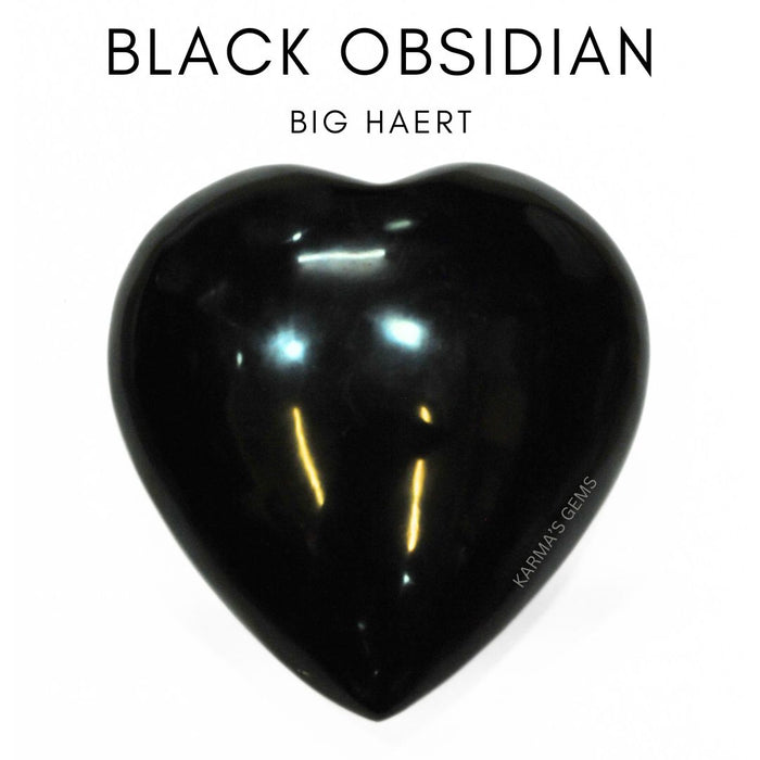 7" bis 8" SCHWARZER OBSIDIANSTEIN GROSSES GESCHWOLLENES HERZ