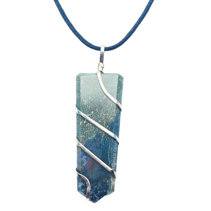 FLAT WRAPPED MOSS AGATE PENDANT