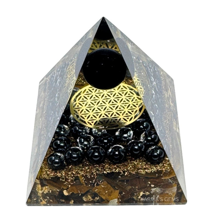 TRIPLE PROTECTION FLOWER OF LIFE ORGONITE PYRAMID