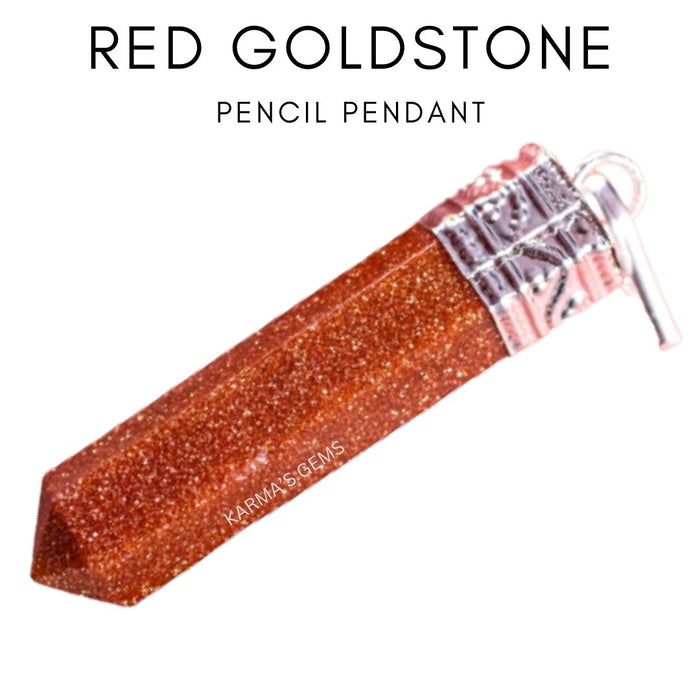 PENDENTIF POINTE DE CRAYON EN PIERRE D'OR ROUGE