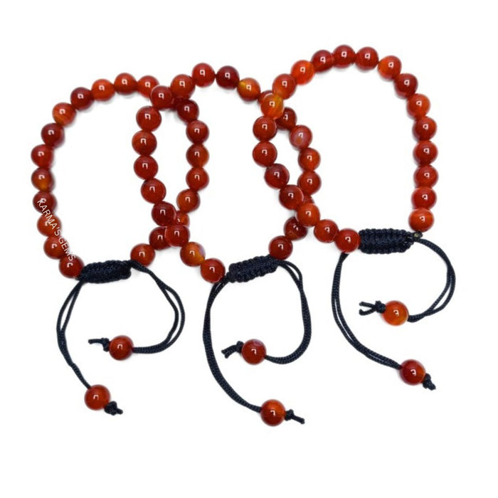 Bracelet en fil de cornaline rouge avec perles de 8 mm