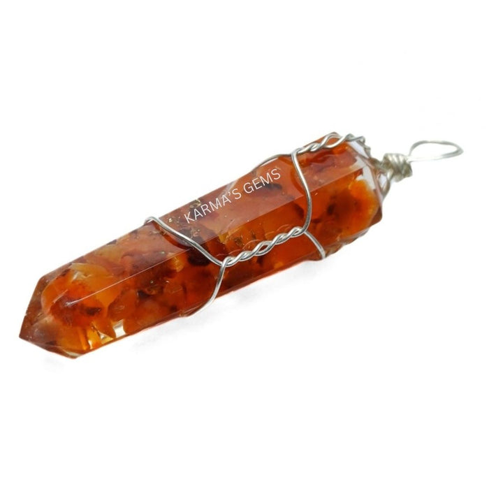 PENDENTIF ENROULÉ EN CORNALINE ROUGE À DOUBLE TERMINAISON