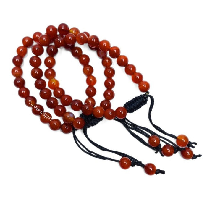 Bracelet en fil de cornaline rouge avec perles de 8 mm