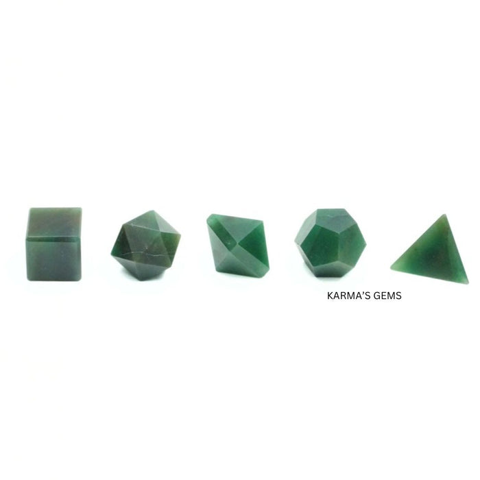5-teiliges Geometrie-Set aus grünem Jade