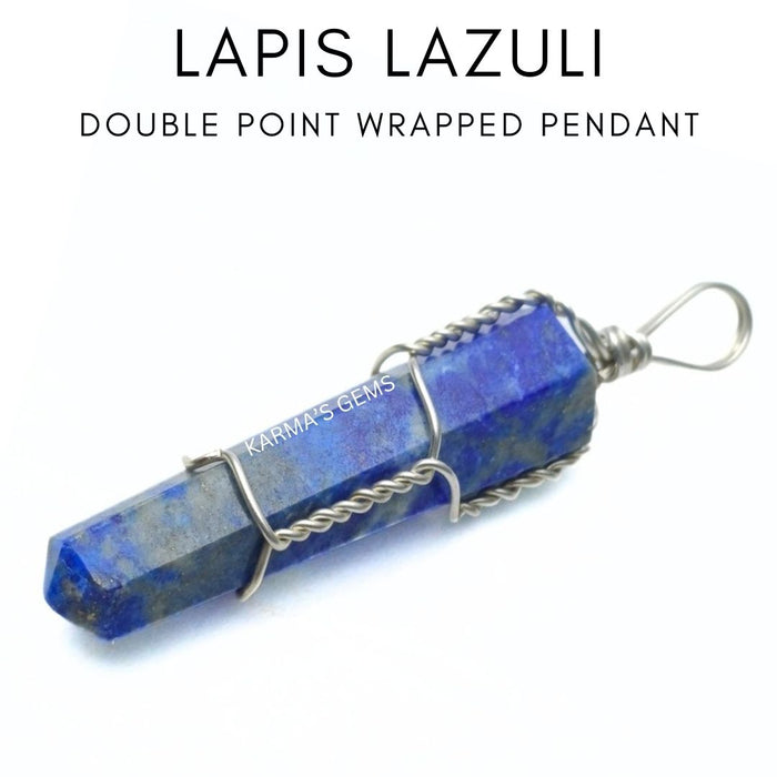 DOUBLE POINT LAPIS LAZULI WRAPPED PENDANT