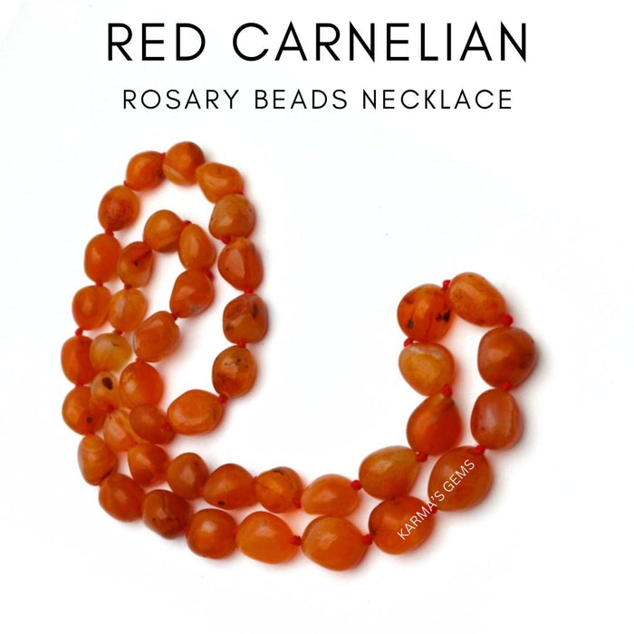 ROSARY BEADS RED CARNELIAN STONE NECKLACE