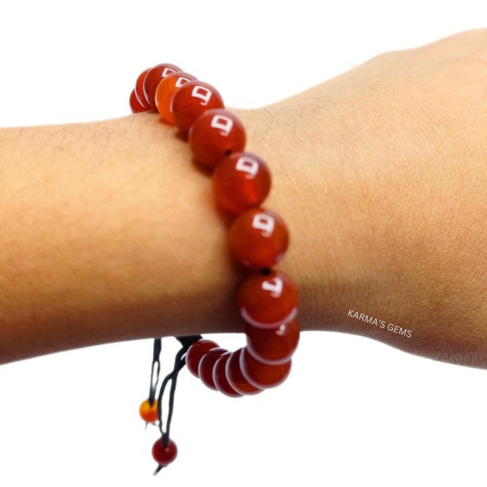 Bracelet en fil de cornaline rouge avec perles de 8 mm