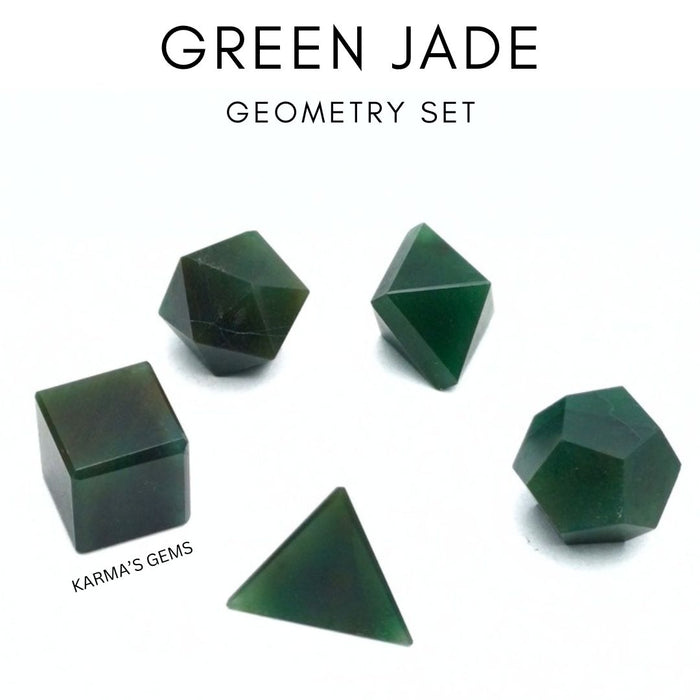 5-teiliges Geometrie-Set aus grünem Jade