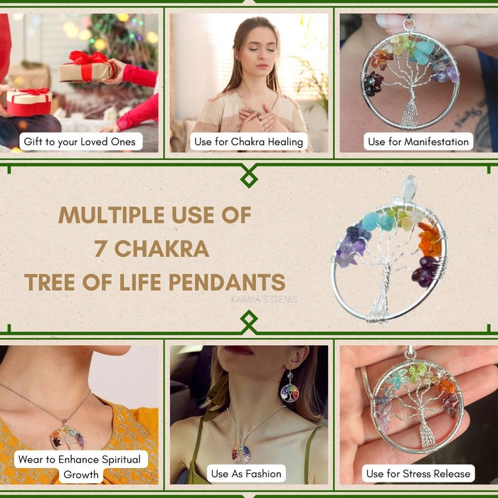 TREE OF LIFE ROUND SHAPE SEVEN CHAKRA PENDANT