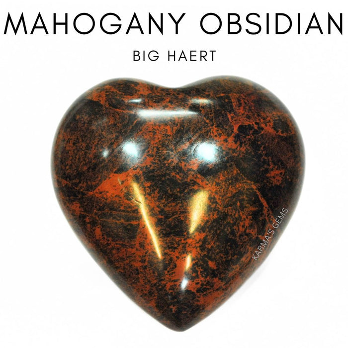 7" bis 8" Mahagoni-Obsidian-Stein, großes, geschwollenes Herz