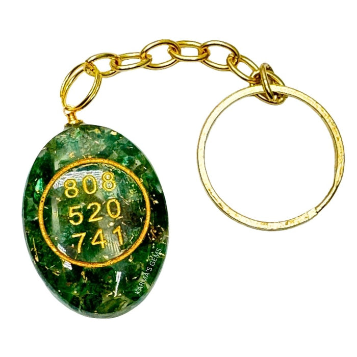 GREEN JADE CABOCHON ZIBU KEYCHAIN