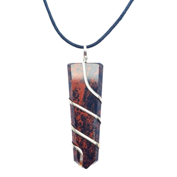 FLAT WRAPPED MAHOGANY OBSIDIAN PENDANT
