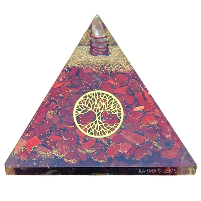 Baum des Lebens roter Jaspis Orgonit Pyramide