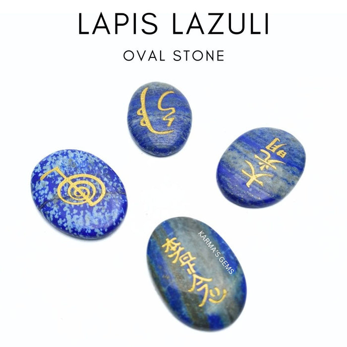 GRAVIERTER LAPISLAZULI-KRISTALL-OVALSTEIN