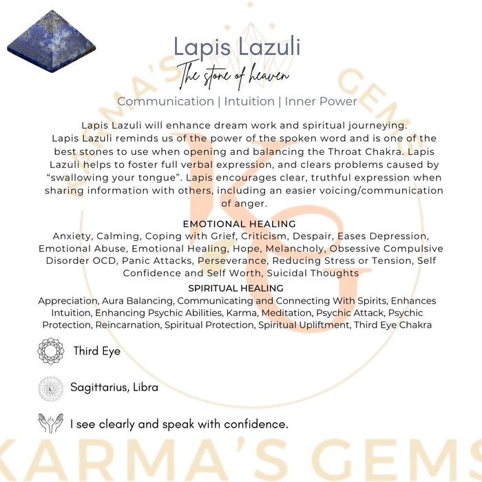 PYRAMIDE DE CRISTAL EN PIERRE DE LAPIS-LAZULI