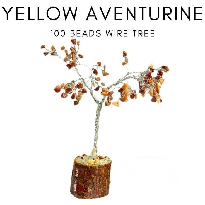 100 PERLES DE PIERRE D'AVENTURINE JAUNE FIL ARBRE