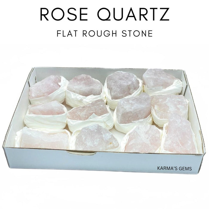 12 Stück flach verpackte Rosenquarz-Rohsteine