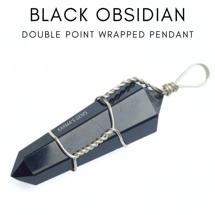 DOPPELSPITZIGER ANHÄNGER AUS SCHWARZEM OBSIDIAN