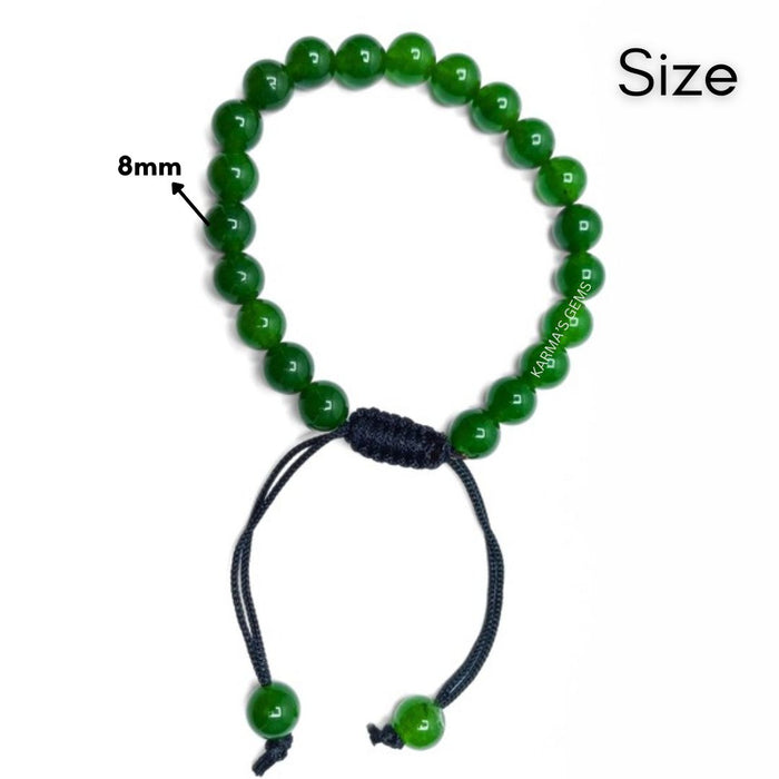 Bracelet en fil de jade vert avec perles de 8 mm