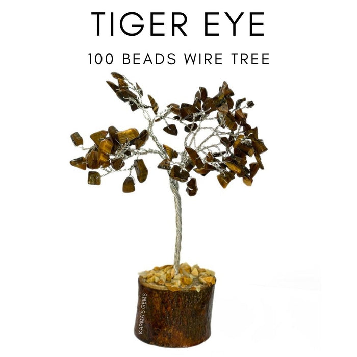 100 PERLES EN PIERRE ŒIL DE TIGRE FIL ARBRE