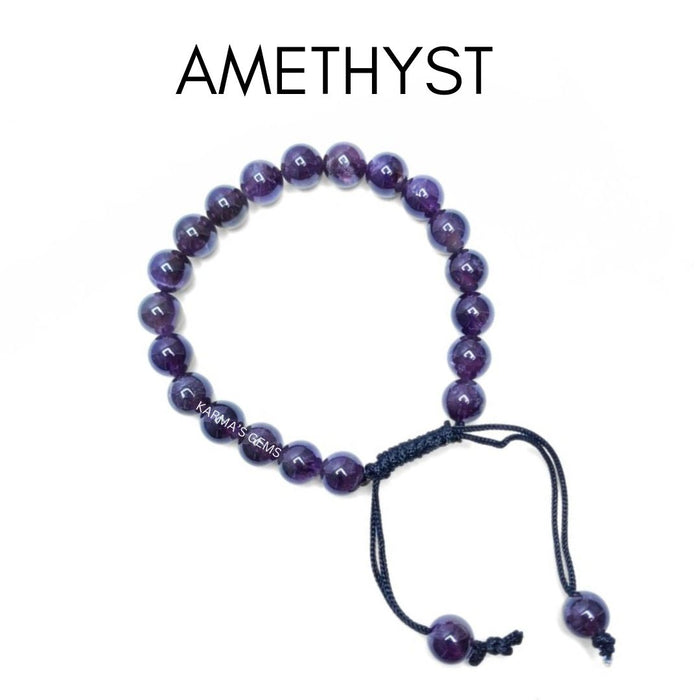 Bracelet en fil d'améthyste avec perles de 8 mm