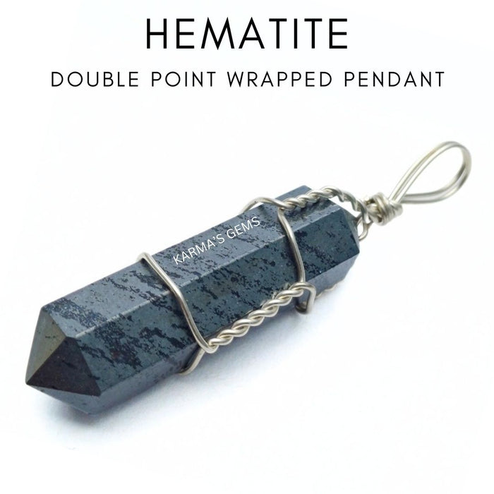 DOUBLE POINT HEMATITE WRAPPED PENDANT