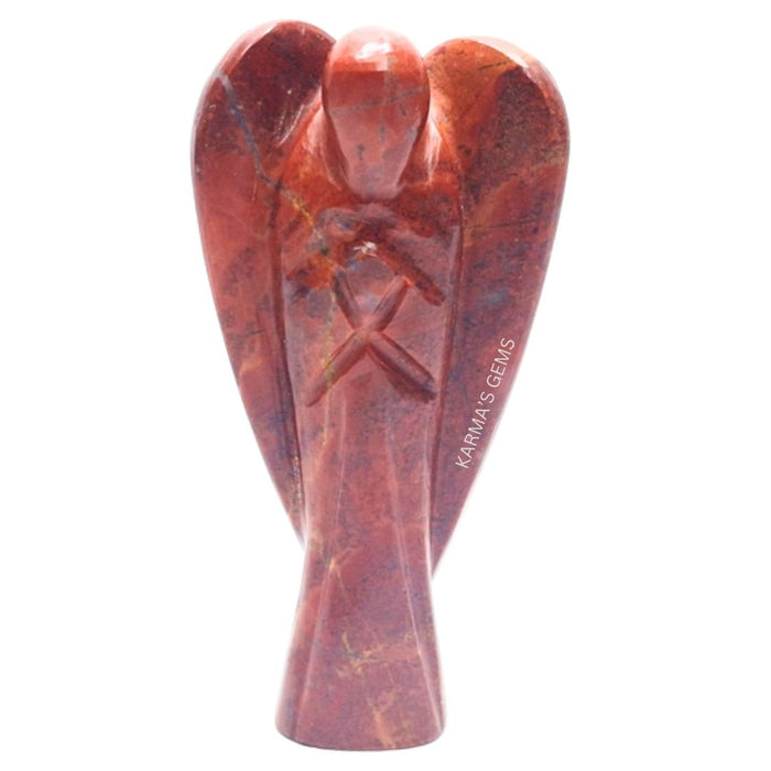 ANGE EN CRISTAL DE PIERRE DE JASPE ROUGE