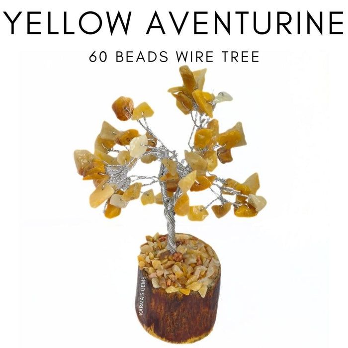 60 PERLES DE PIERRE D'AVENTURINE JAUNE FIL ARBRE