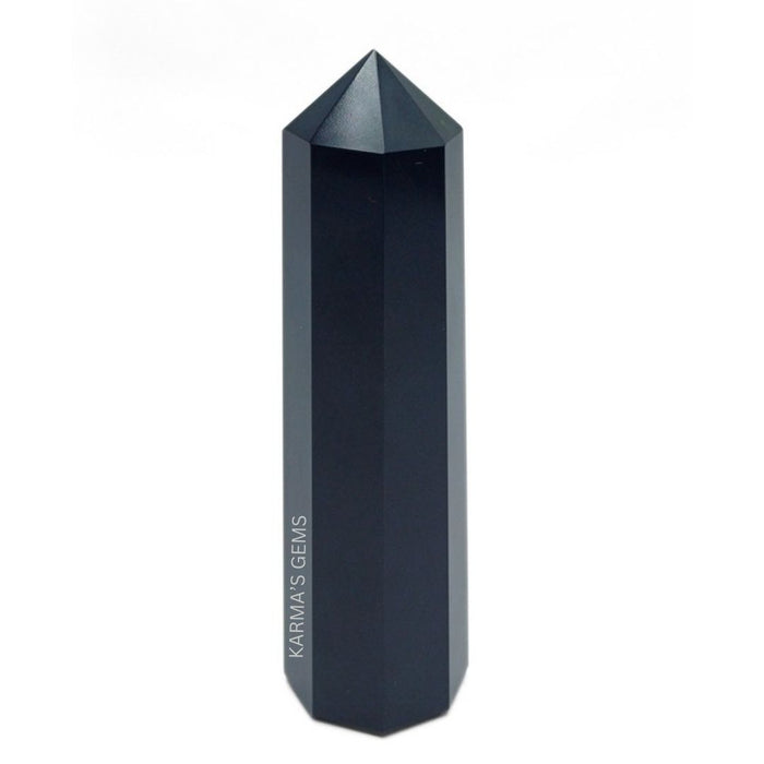 8 CORNER BLACK OBSIDIAN OBELISK