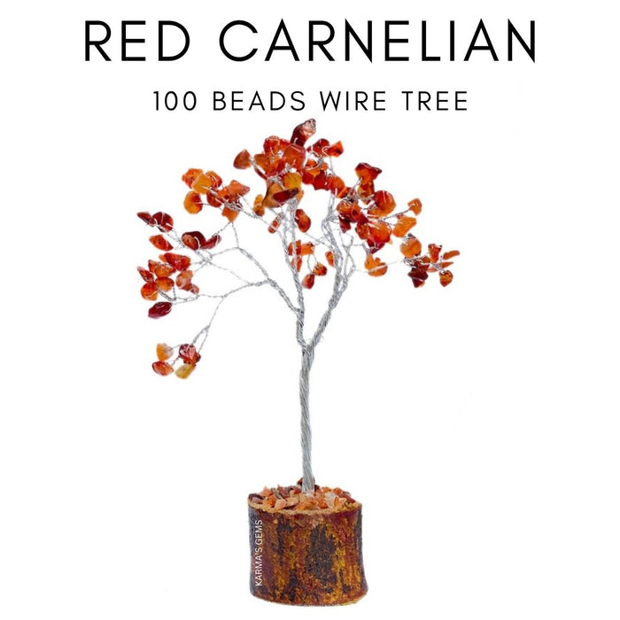 100 BEADS RED CARNELIAN STONE WIRE TREE