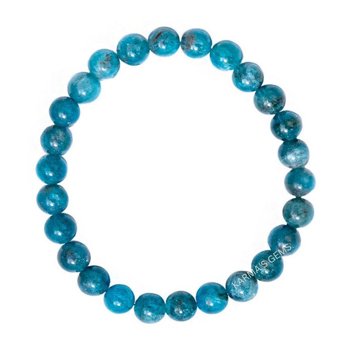 8 MM BEADS BLUE APATITE BRACELET