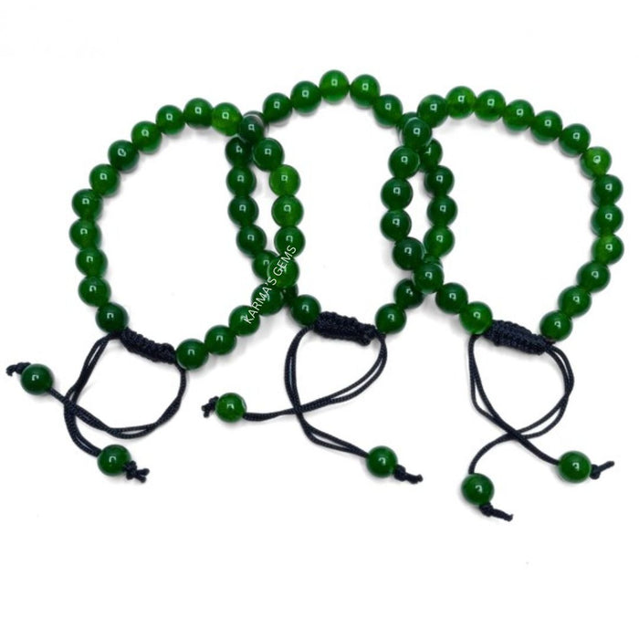 Bracelet en fil de jade vert avec perles de 8 mm