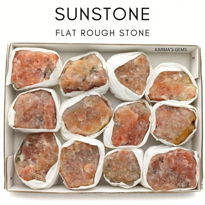 12 Stück flach verpackte Sonnenstein-Rohsteine