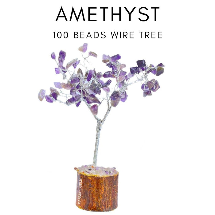 100 BEADS AMETHYST STONE WIRE TREE
