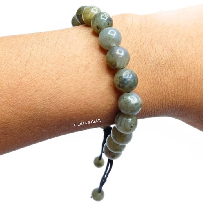 Bracelet en fil de labradorite avec perles de 8 mm