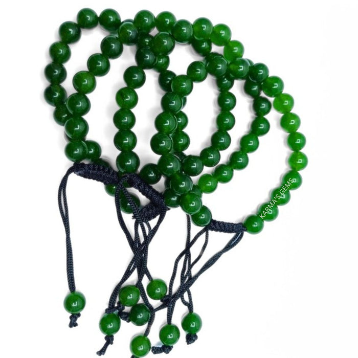 Bracelet en fil de jade vert avec perles de 8 mm