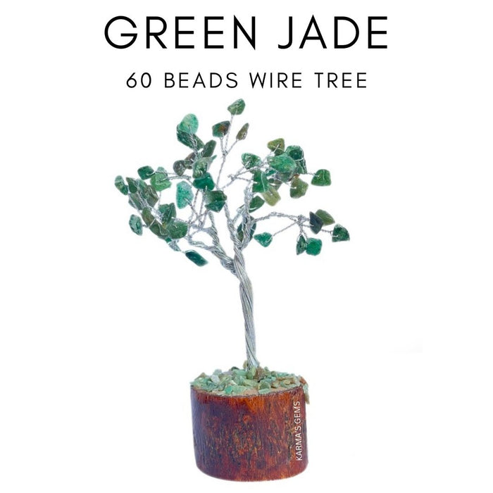 60 PERLES DE PIERRE DE JADE VERTE FIL ARBRE