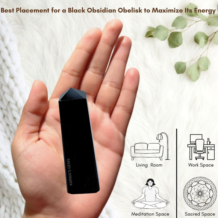 4 CORNER BLACK OBSIDIAN OBELISK