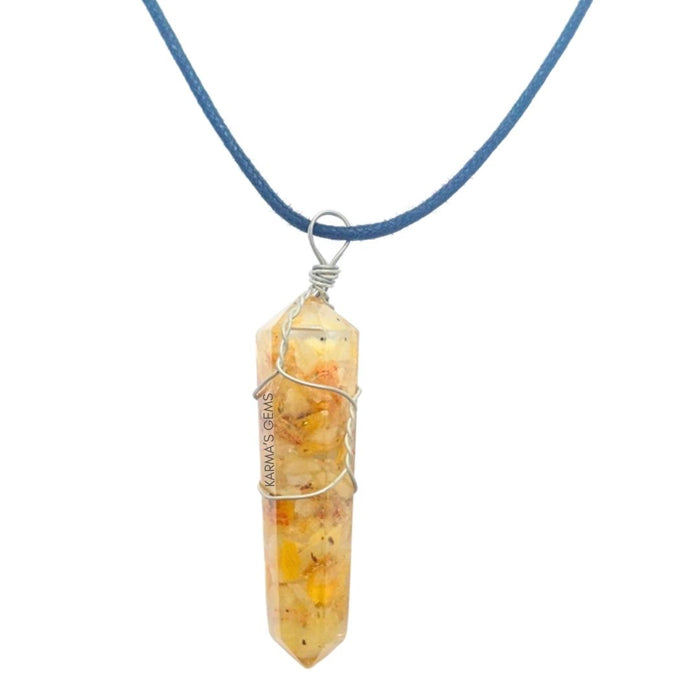 PENDENTIF ENROULÉ D'AVENTURINE JAUNE À DOUBLE TERMINAISON