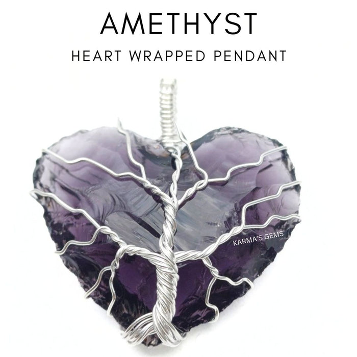 Herzförmiger Anhänger mit Amethyst-Umwicklung
