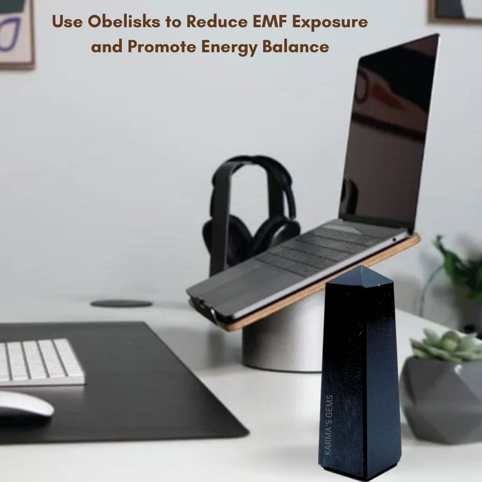 4 CORNER BLACK OBSIDIAN OBELISK